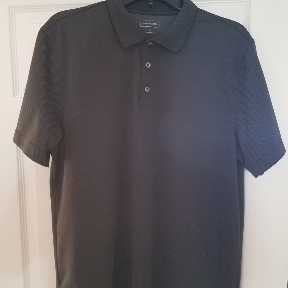 Mens Van Heusen Dark Gray Polo Shirt Large